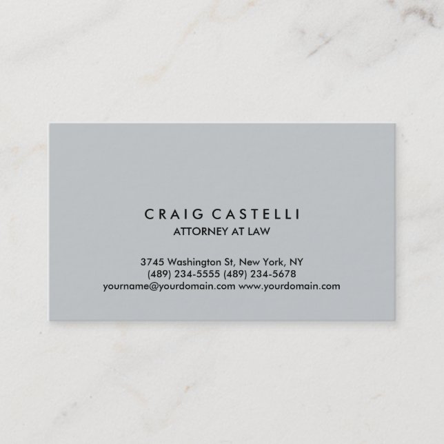 Grey Colour Background Standard Size Business Card (Front)