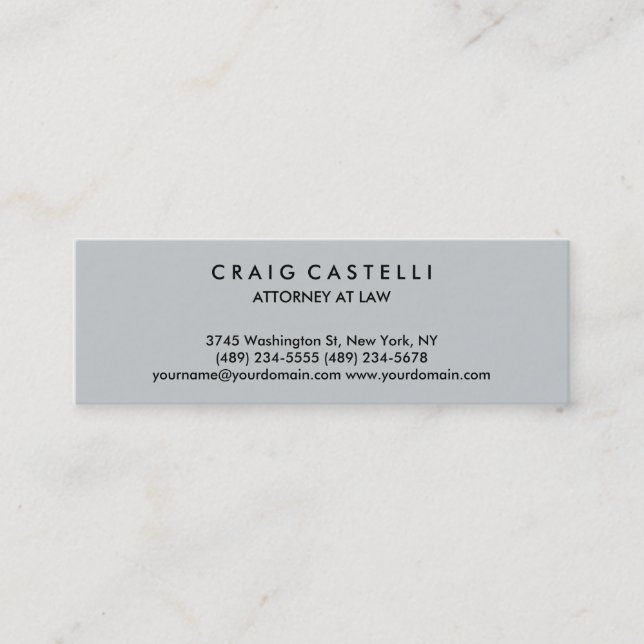 Grey Colour Background Standard Slim Business Card (Front)