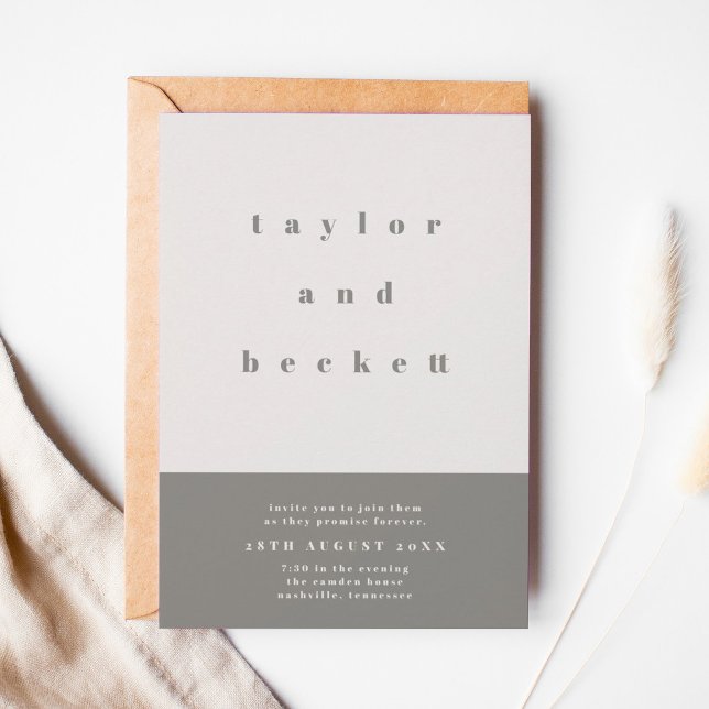 Grey Colour Block Wedding Invitation (Creator Uploaded)