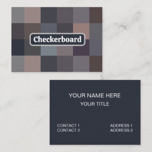 Grey Colour Chequerboard Business Card