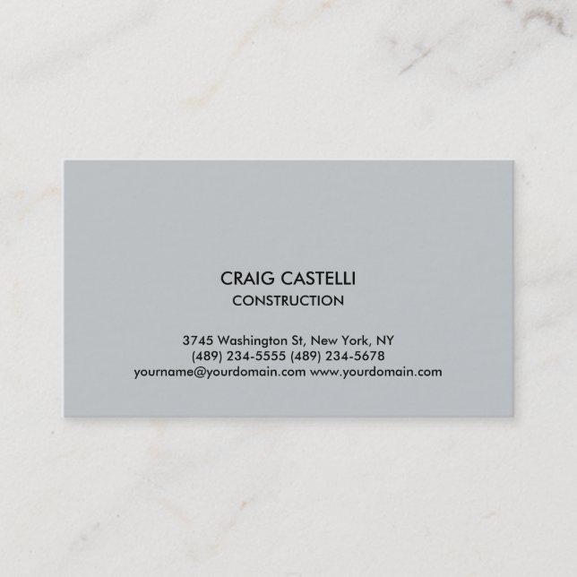 Grey Colour Plain Modern Standard Business Card (Front)