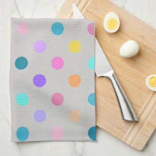 grey colourful confetti polka dots kitchen towel