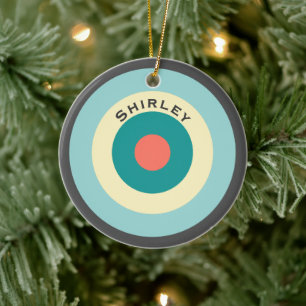 Grey Combination Bullseye by Shirley Taylor Ceramic Ornament