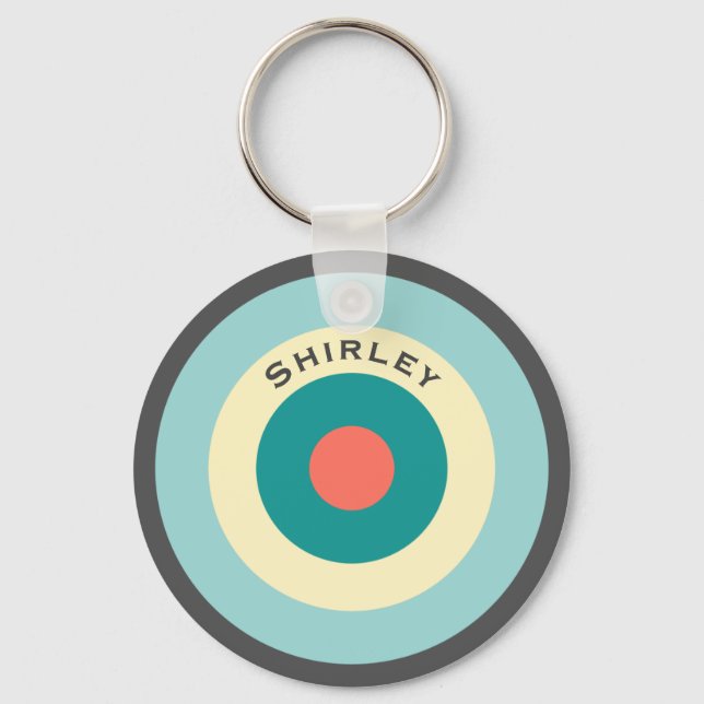 Grey Combination Bullseye by Shirley Taylor Key Ring (Front)
