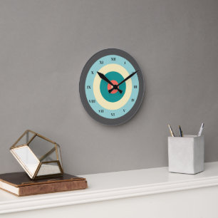 Grey Combination Bullseye by Shirley Taylor Round Clock