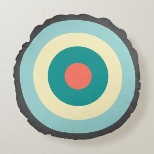 Grey Combination Bullseye Round Cushion