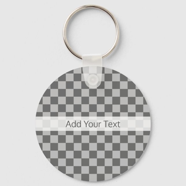 Grey Combination Chequerboard by Shirley Taylor Key Ring (Front)