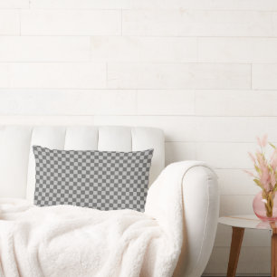 Grey Combination Chequerboard by Shirley Taylor Lumbar Cushion