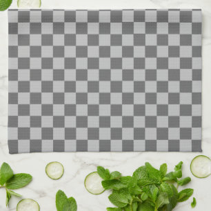 Grey Combination Chequerboard by Shirley Taylor Tea Towel