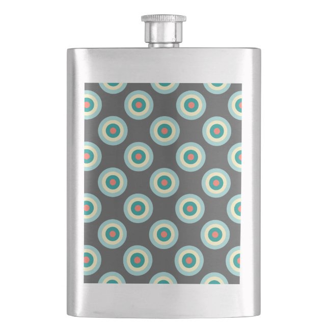 Grey Combination Circles by Shirley Taylor Hip Flask (Front)