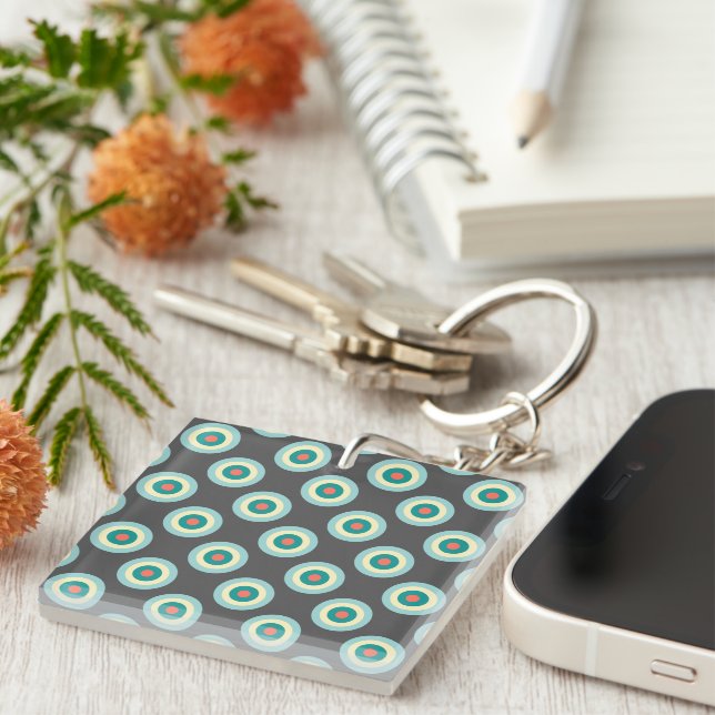 Grey Combination Circles by Shirley Taylor Key Ring (Front Right)