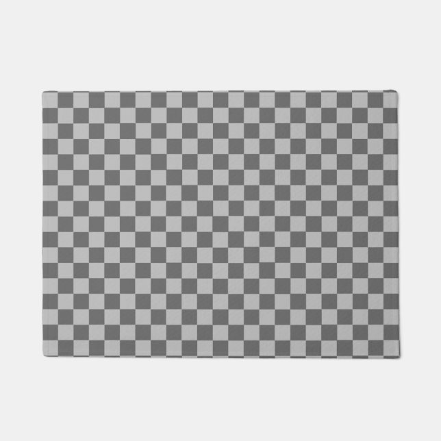 Grey Combination Classic Chequerboard Doormat (Front)