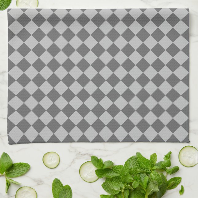 Grey Combination Diamond Pattern by Shirley Taylor Tea Towel (Folded)
