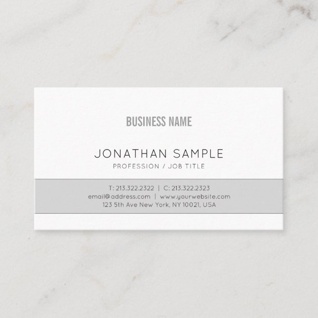 Grey Company Plain Professional Elegant Design Business Card (Front)