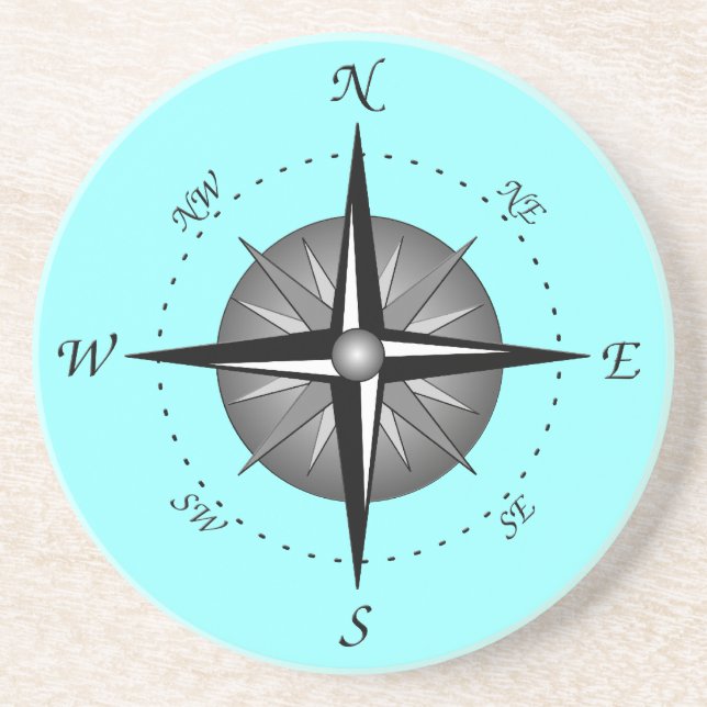 Grey Compass Rose Coaster (Front)