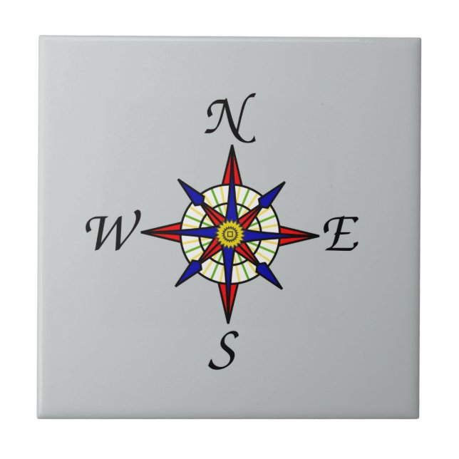 Grey Compass Rose Tile (Front)