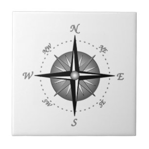 Grey Compass Rose Tile