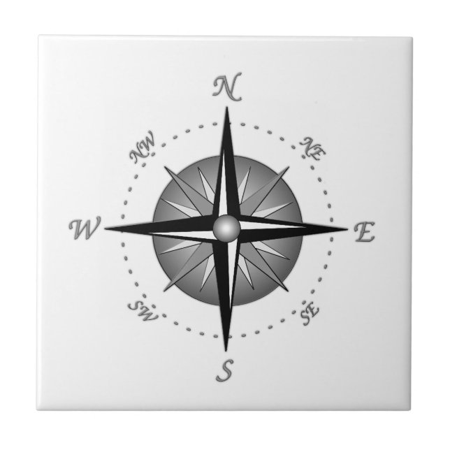 Grey Compass Rose Tile (Front)
