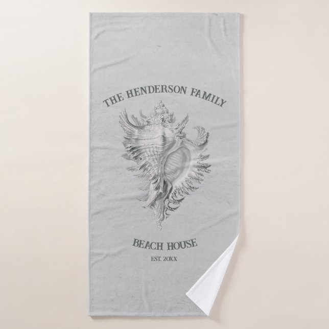 Grey Conch Shell Bath Towel Set (Bath Towel)