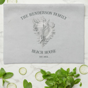 Grey Conch Shell Kitchen Towel