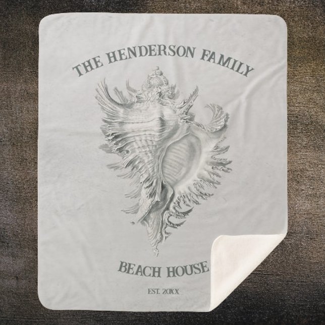 Grey Conch Shell Sherpa Blanket (Gray Conch Shell Personalized Sherpa Blanket)
