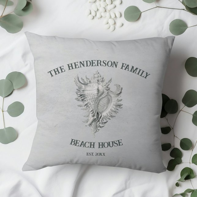 Grey Conch Shell Throw Pillow (Gray Conch Shell Throw Pillow)