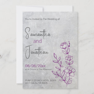 Grey Concrete and Purple Wedding Invitation