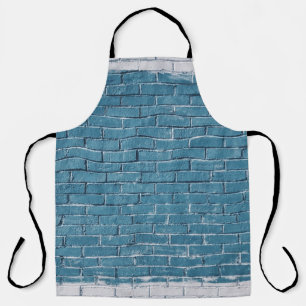 Grey concrete bricks painted in blue apron