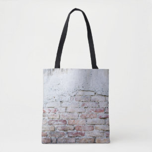 Grey concrete bricks wall tote bag
