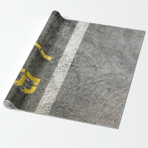 Grey concrete floor with 197 print wrapping paper