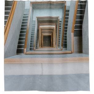 GREY CONCRETE STAIRCASE DURING DAYTIME SHOWER CURTAIN