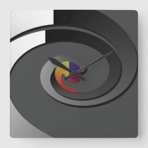 Grey contemporary wall clock - 4 Box Swirl