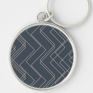 Grey, cool, modern, trendy, unique zigzag lines key ring