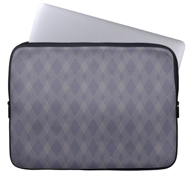 Grey, cool, trendy, simple, modern zig zag pattern laptop sleeve (Front)