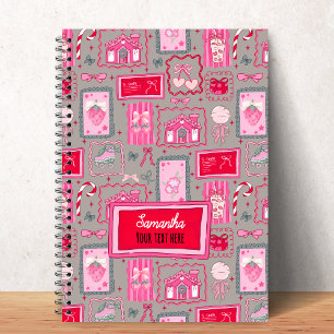 Grey Coquette aesthetic girly whimsical pattern Notebook