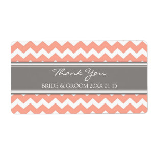 Grey Coral Chevron Wedding Labels