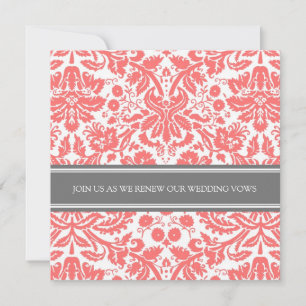 Grey Coral Wedding Vow Renewal Invitation