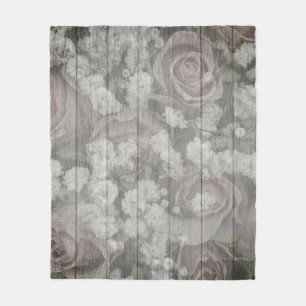 Grey Country chic design Fleece Blanket