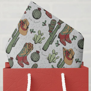 Grey Country Cowboy Howdy Christmas Tissue Paper