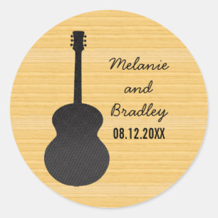 Grey Country Guitar Wedding Stickers