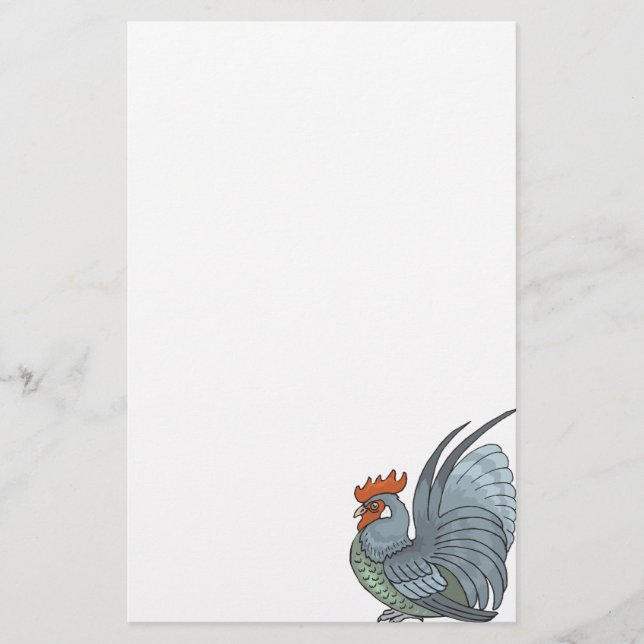 Grey Country Rooster Stationery (Front)