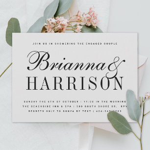 Grey Couples Names Wedding Shower Invitation