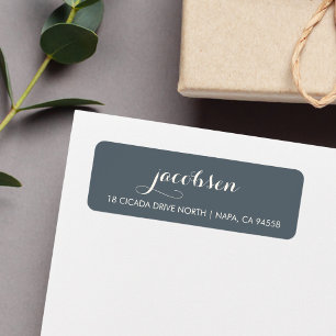 Grey & Cream Elegant Calligraphy Return Address Label