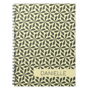 grey cream geometric design notebook