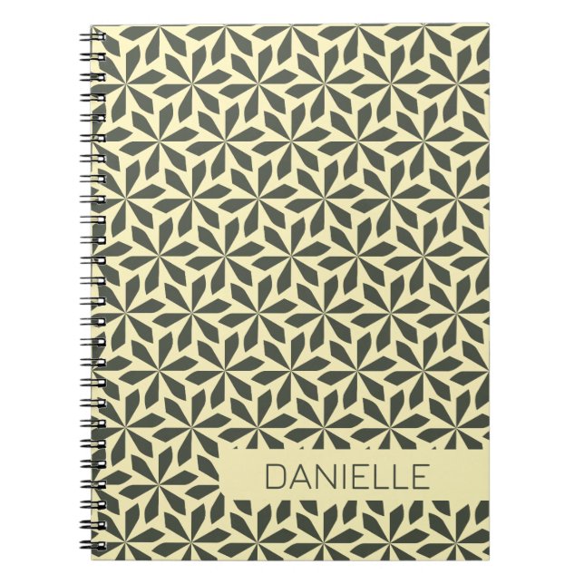 grey cream geometric design notebook (Front)