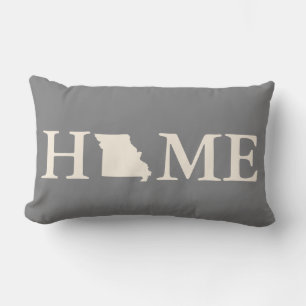 Grey & Cream Home State Missouri Diamonds Pattern Lumbar Cushion