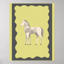 Grey Cream Horse decor poster