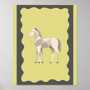 Grey Cream Horse decor poster