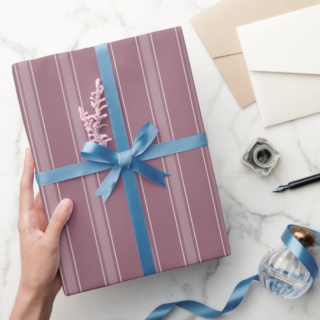 Grey Crimson & Light Grey Crimson Stripes Wrapping Paper (Gifting)