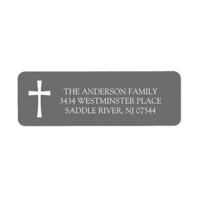 Grey Cross Holy Communion Return Address Label (Front)
